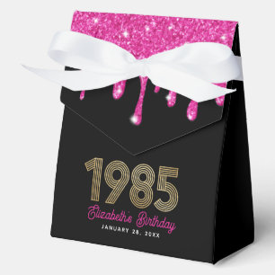 Roze Glitter Druppel Nepgoud 1985 40e Verjaardag Bedankdoosjes
