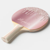 Roze glitter druppel tafeltennisbatje (Voorkant Gekanteld)