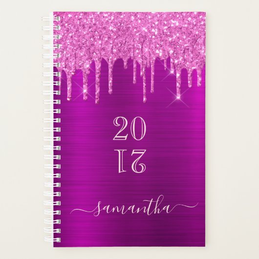 Roze glitter druppels afspraak boek planner (Voorkant)