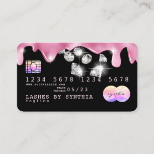 Roze glitter druppels Credit Kaart hologram diaman Visitekaartje