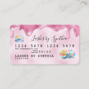 Roze glitter druppels Credit Kaart hologram naam t Visitekaartje