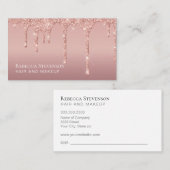 Roze glitter druppels haar make-up visitekaartje (Voorkant / Achterkant)