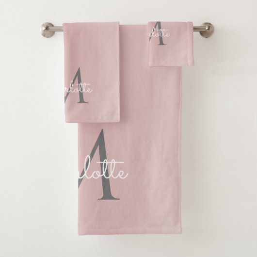 Roze Glitter Druppels Monogram Elegant Meisjesacht Bad Handdoek (Insitu)