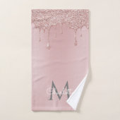 Roze Glitter Druppels Monogram Elegant Meisjesacht Bad Handdoek (Handdoek)