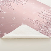 Roze glitter druppels sparkle monogram sherpa deken (3/4)
