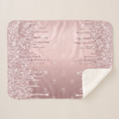 Roze glitter druppels sparkle monogram sherpa deken (Voorkant (horizontaal))