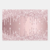 Roze glitter druppelt mousserend monogram stoffig  inpakpapier vel (Voorkant 2)