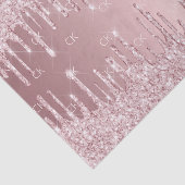 Roze glitter druppelt mousserend monogram stoffig  tissuepapier (Detail)