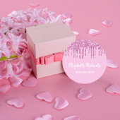 Roze glitter druppelt wit naammeisje labels