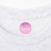 Roze glitter druppelt wit naammeisje labels (Aangebracht)