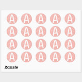 Roze Glitter Een Initiaal Ronde Sticker (Vel)