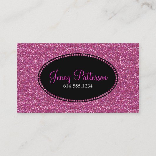 Roze Glitter Elegant Girly Visitekaartjes (Voorkant)