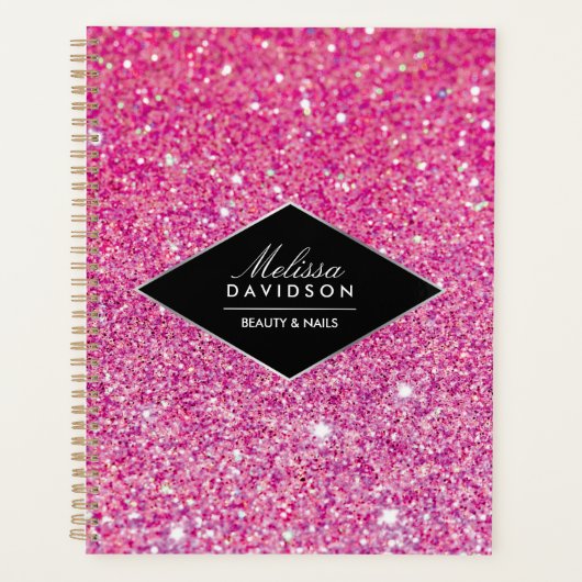 Roze Glitter en Glamour Afsprakenboek Planner (Voorkant)