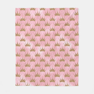 roze glitter en goudprinses Crown Fleece Deken