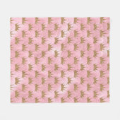  roze glitter en goudprinses Crown Fleece Deken (Voorkant (Horizontaal))
