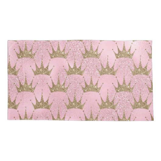 roze glitter en goudprinses Crown Kussensloop (Achterkant)
