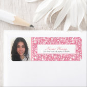 Roze glitter en streep-Afstuderen foto Etiket (Insitu)