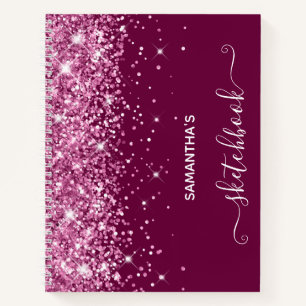 Roze Glitter en Wijn Meisjesachtig Schetsboek Notitieboek