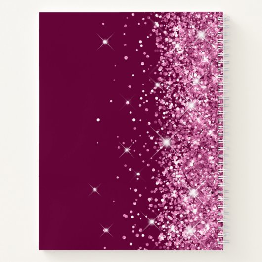 Roze Glitter en Wine Girly Sketchbook Notitieboek (Achterkant)