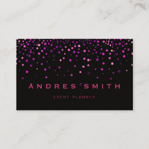 Roze Glitter Faux Folie Confetti Black Visitekaartje
