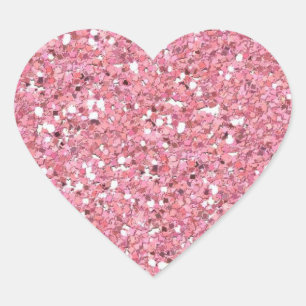 Roze Glitter (Faux) Hart Sticker