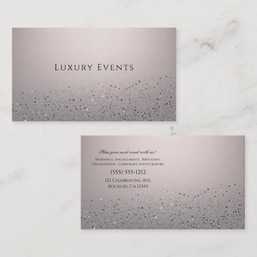 Roze Glitter Feest Evenementen Organisator Visitekaartje (Voorkant / Achterkant)