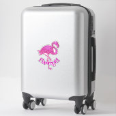 Roze glitter flamingo - aanpasbare tekst sticker (Koffer)