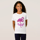 Roze glitter flamingo - aanpasbare tekst t-shirt (Voorkant volledig)