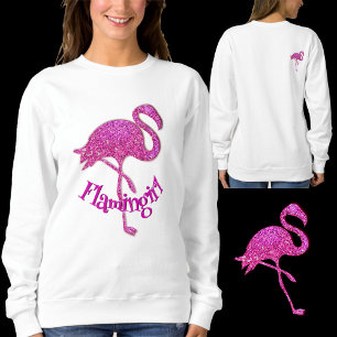 Roze glitter flamingo - aanpasbare tekst trui