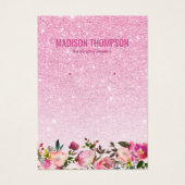 Roze Glitter Floral Earring Display Visitekaartje (Voorkant)