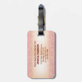 Roze Glitter Geborsteld Metalen Script Bagagelabel (Achterkant verticaal)