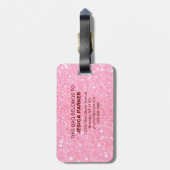 Roze Glitter Geborsteld Script Bagagelabels (Achterkant verticaal)