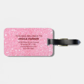 Roze Glitter Geborsteld Script Bagagelabels (Achterkant horizontaal)