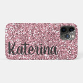 Roze Glitter Gepersonaliseerd met Jouw naam. Case-Mate iPhone Case (Achterkant (horizontaal))