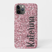 Roze Glitter Gepersonaliseerd met Jouw naam. Case-Mate iPhone Case (Achterkant)