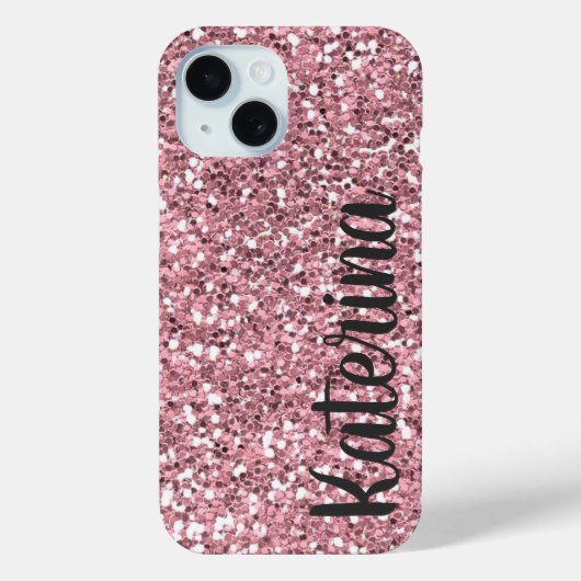 Roze Glitter Gepersonaliseerd met Jouw naam. Case-Mate iPhone Case (Achterkant)