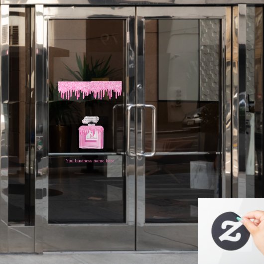 Roze Glitter Geurzakelijke Monogram  Raamsticker (Kantoordeur)