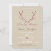 Roze Glitter Geweien Rustieke Kraft Bruidsdouche Kaart (Voorkant)