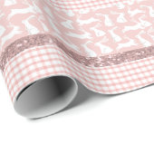 Roze Glitter Gingham Pset Rabbits Cadeaupapier (Rol Hoek)