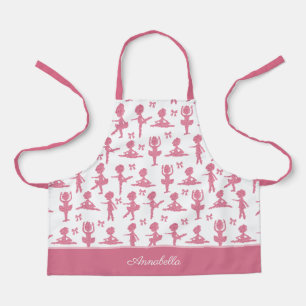 Roze glitter Girl Ballerina Ballet Pattern Kitchen Schort