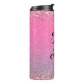 Roze Glitter Girl Boss Name Building Empire Thermosbeker (Gedraaid links)