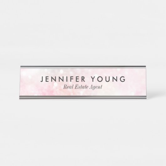  roze glitter Girly Glamoureus Bureau Naambordje (Voorkant)