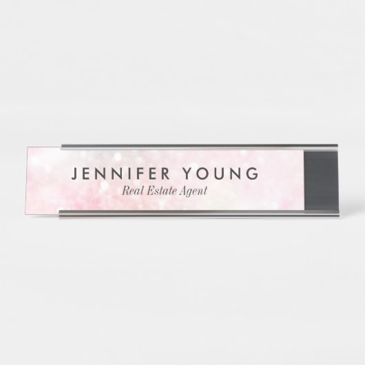  roze glitter Girly Glamoureus Bureau Naambordje (Voorkant)