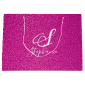 Roze Glitter Girly Monogrammen Kutkleurig Groot Cadeauzakje (Voorkant)