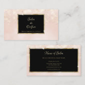 Roze Glitter Glam Elegant Zwart en Goud Salon Visitekaartje (Voorkant / Achterkant)