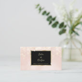 Roze Glitter Glam Elegant Zwart en Goud Salon Visitekaartje (Staand voorkant)
