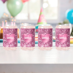 Roze Glitter Glam Hart Blikvorm Glas