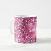  Roze Glitter Glam Hart Koffiemok (Voorkant links)
