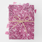 Roze Glitter Glam Hart Verjaardag Inpakpapier Vel (In situ)