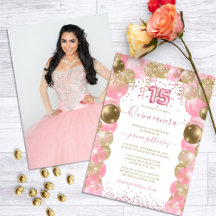 Roze Glitter Glam Quinceañera Ballon Foto